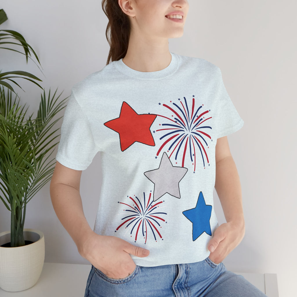 Stars & Fireworks T-Shirt — Patriotic Celebration Tee