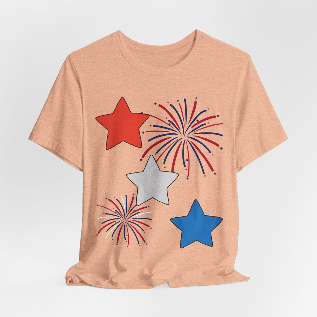 Stars & Fireworks T-Shirt — Patriotic Celebration Tee