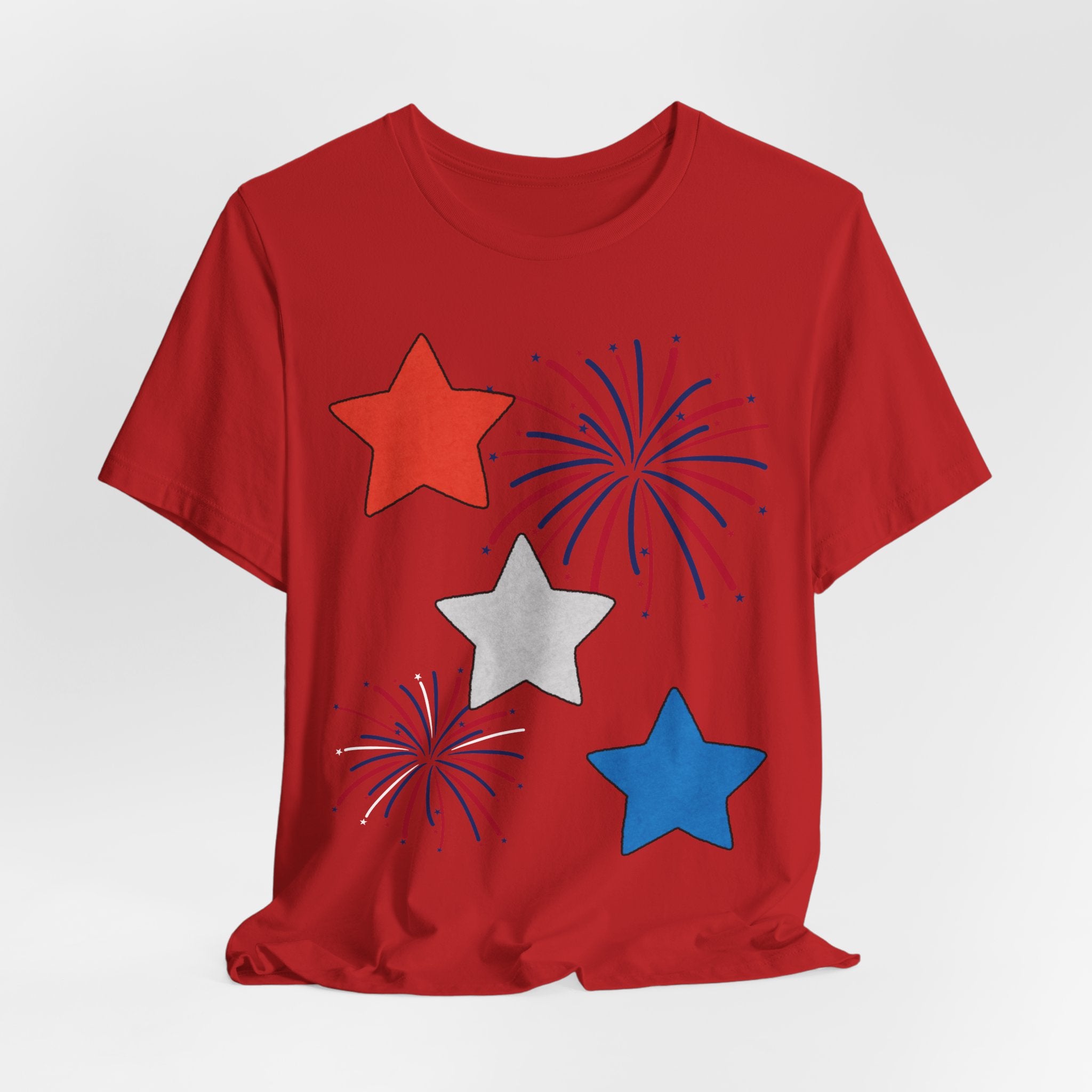 Stars & Fireworks T-Shirt — Patriotic Celebration Tee