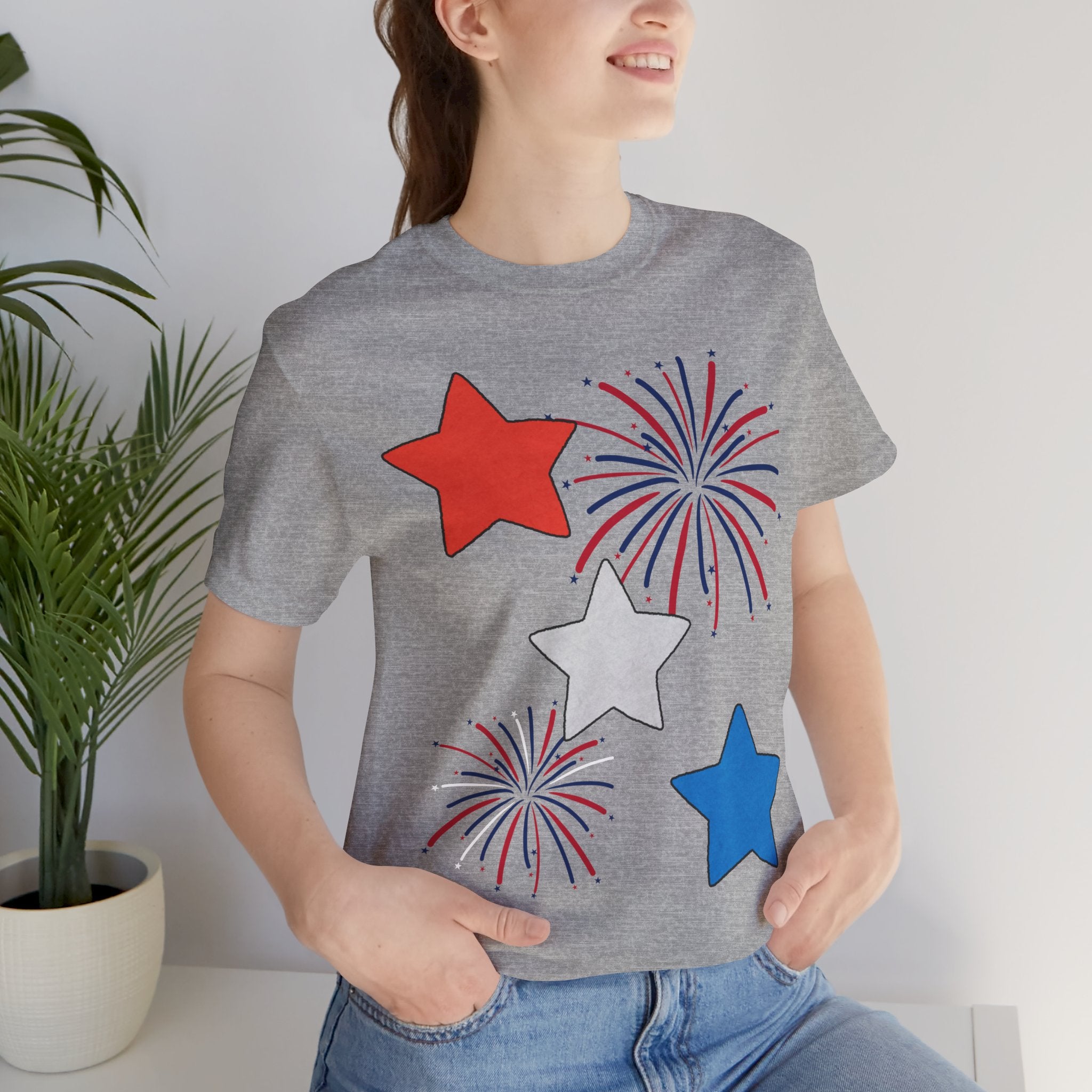 Stars & Fireworks T-Shirt — Patriotic Celebration Tee