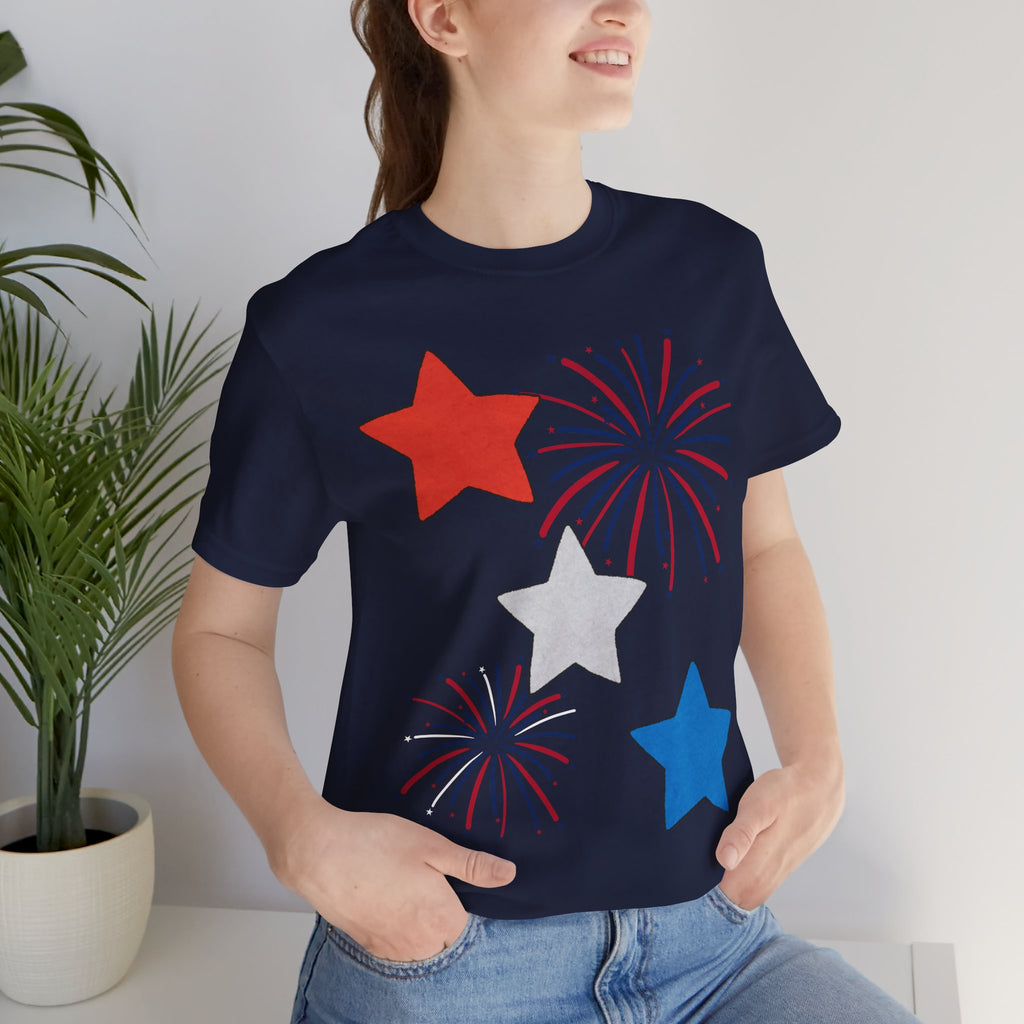 Stars & Fireworks T-Shirt — Patriotic Celebration Tee