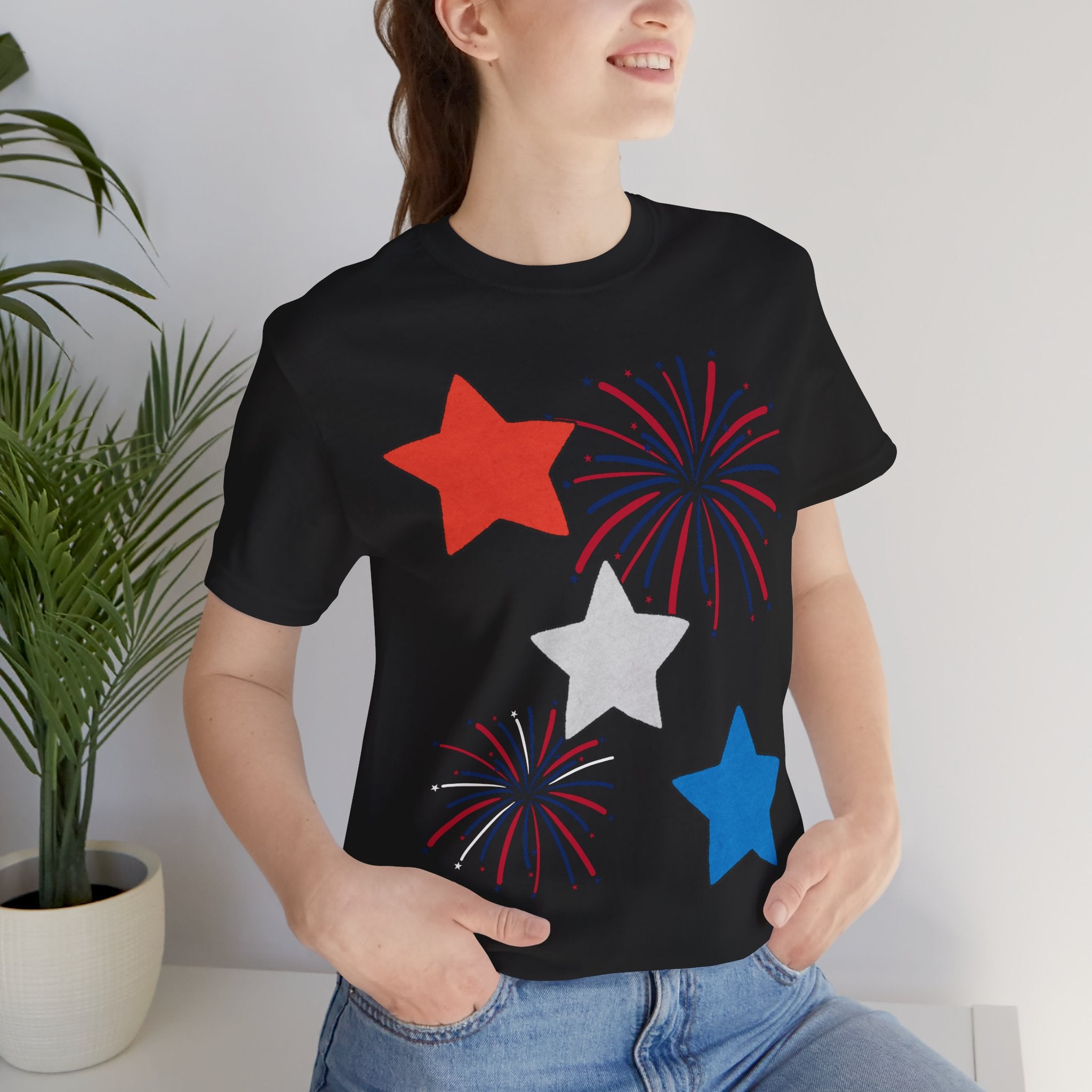 Stars & Fireworks T-Shirt — Patriotic Celebration Tee
