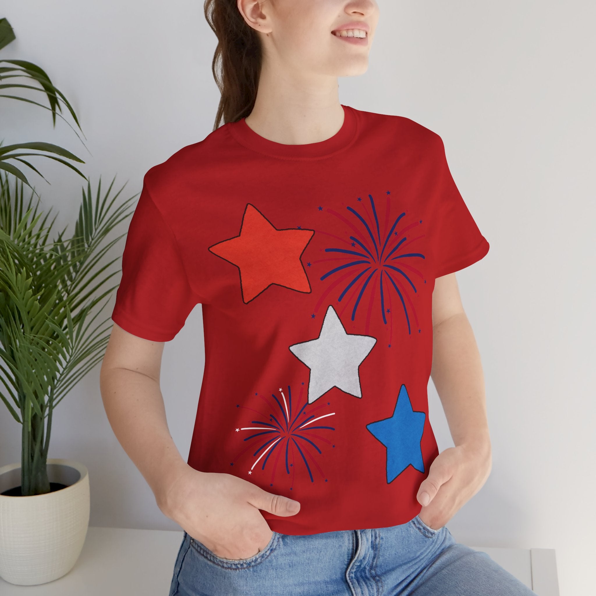 Stars & Fireworks T-Shirt — Patriotic Celebration Tee