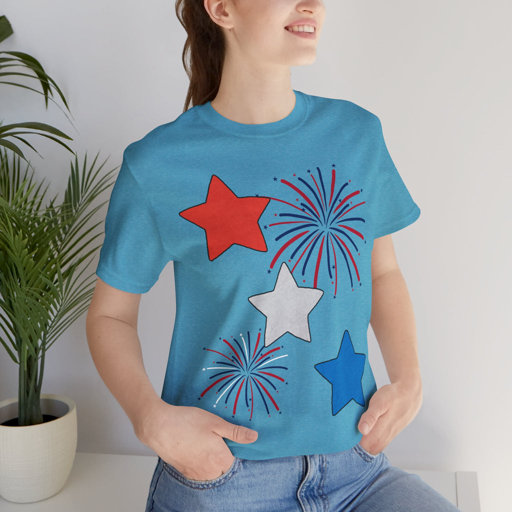 Stars & Fireworks T-Shirt — Patriotic Celebration Tee