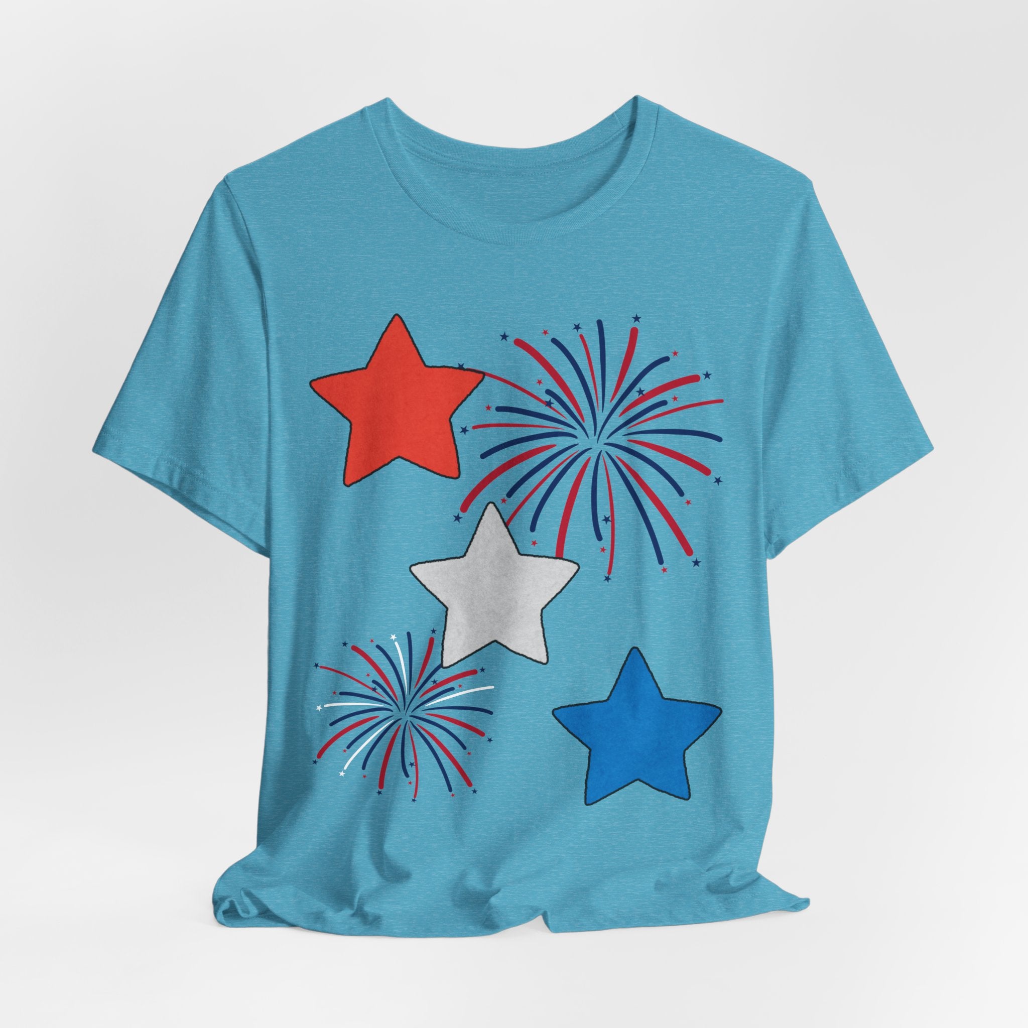 Stars & Fireworks T-Shirt — Patriotic Celebration Tee