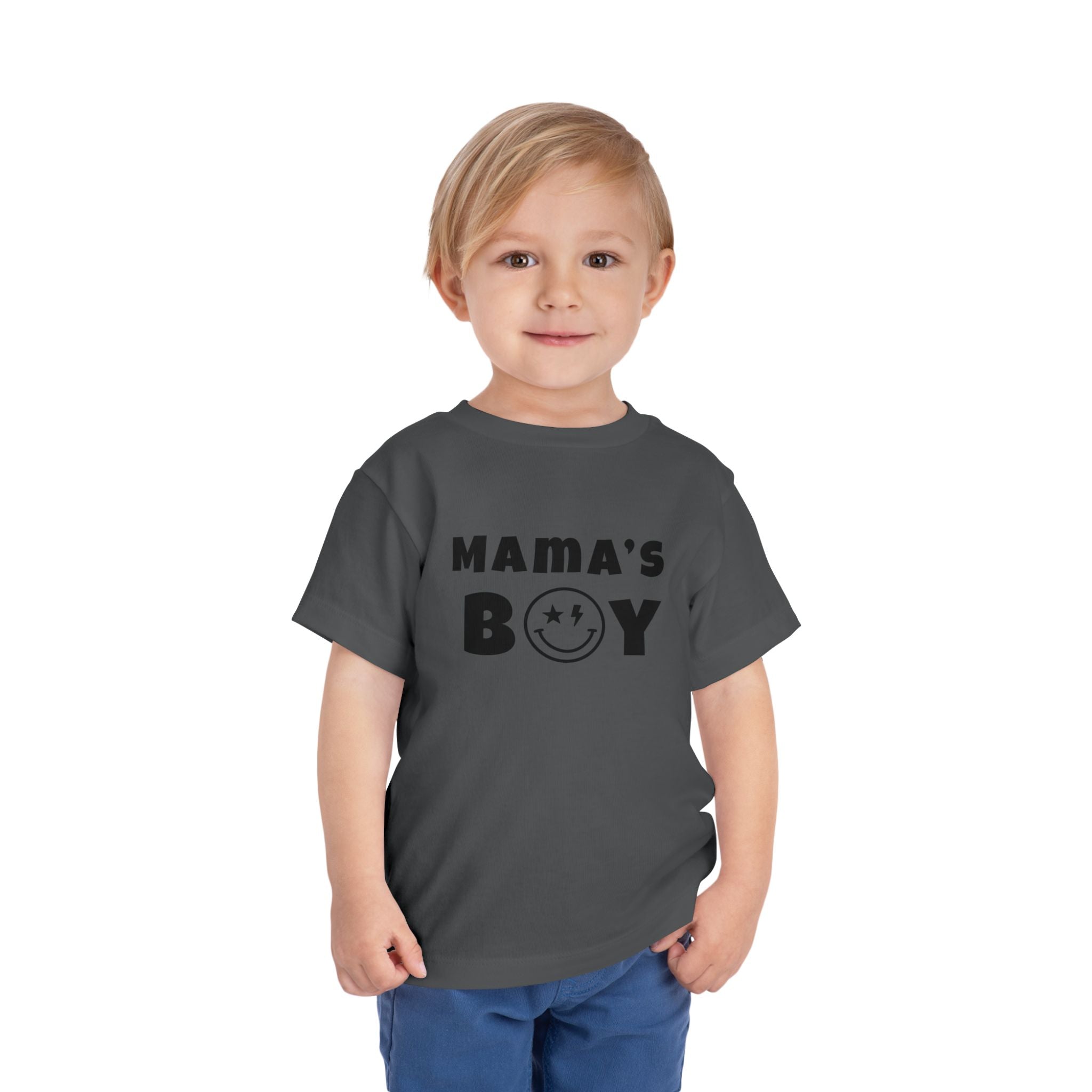 Mama's Boy Toddler Tee — Punk Smiley Graphic