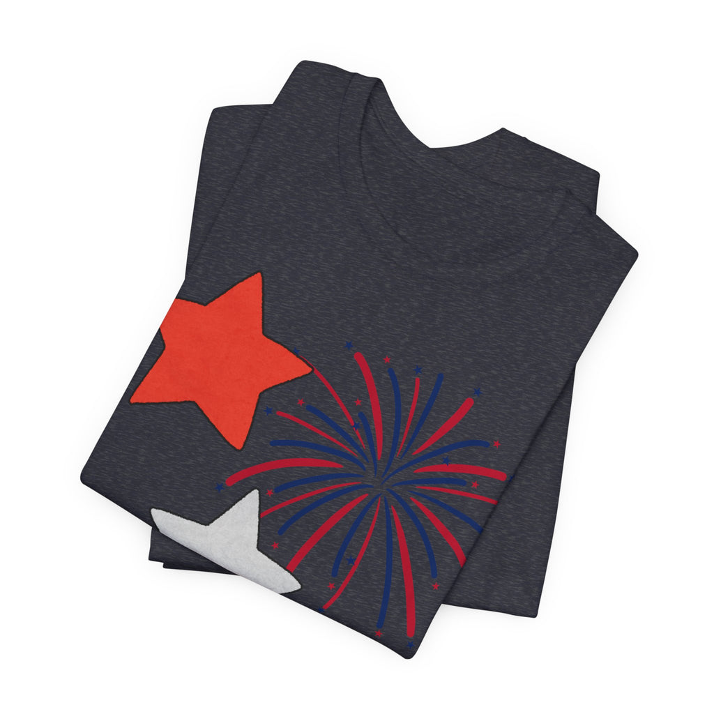 Stars & Fireworks T-Shirt — Patriotic Celebration Tee