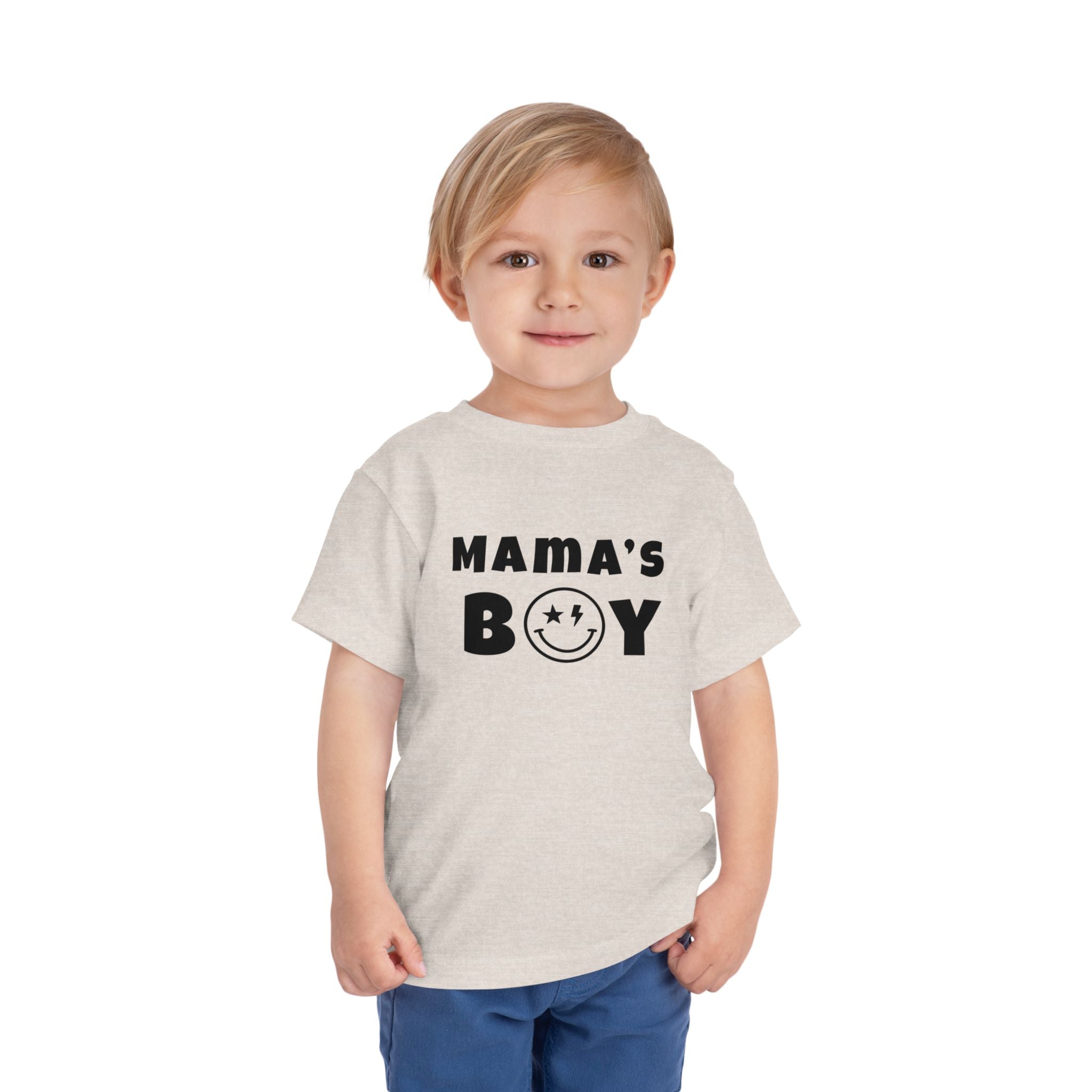 Mama's Boy Toddler Tee — Punk Smiley Graphic