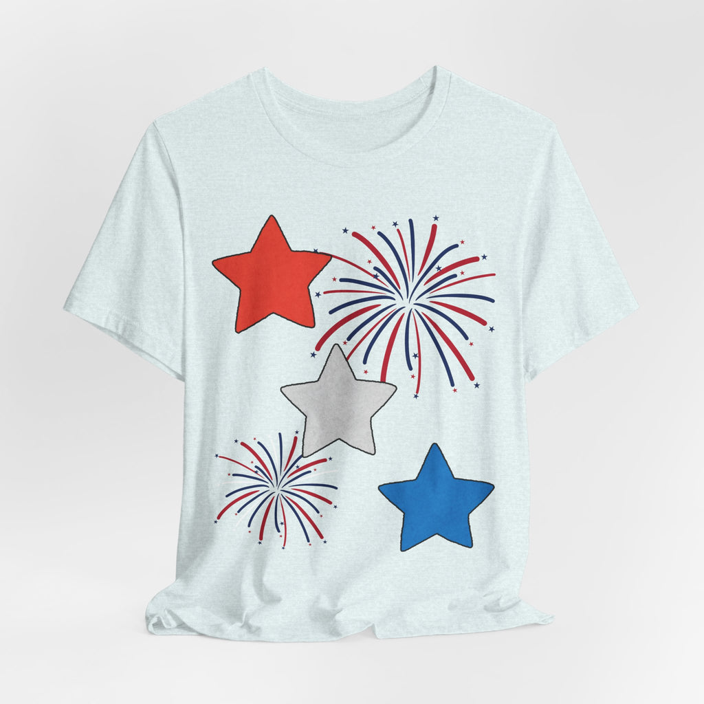 Stars & Fireworks T-Shirt — Patriotic Celebration Tee