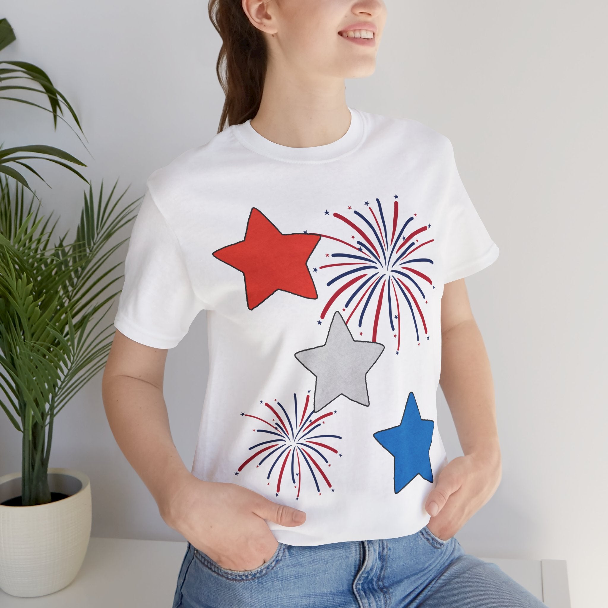 Stars & Fireworks T-Shirt — Patriotic Celebration Tee