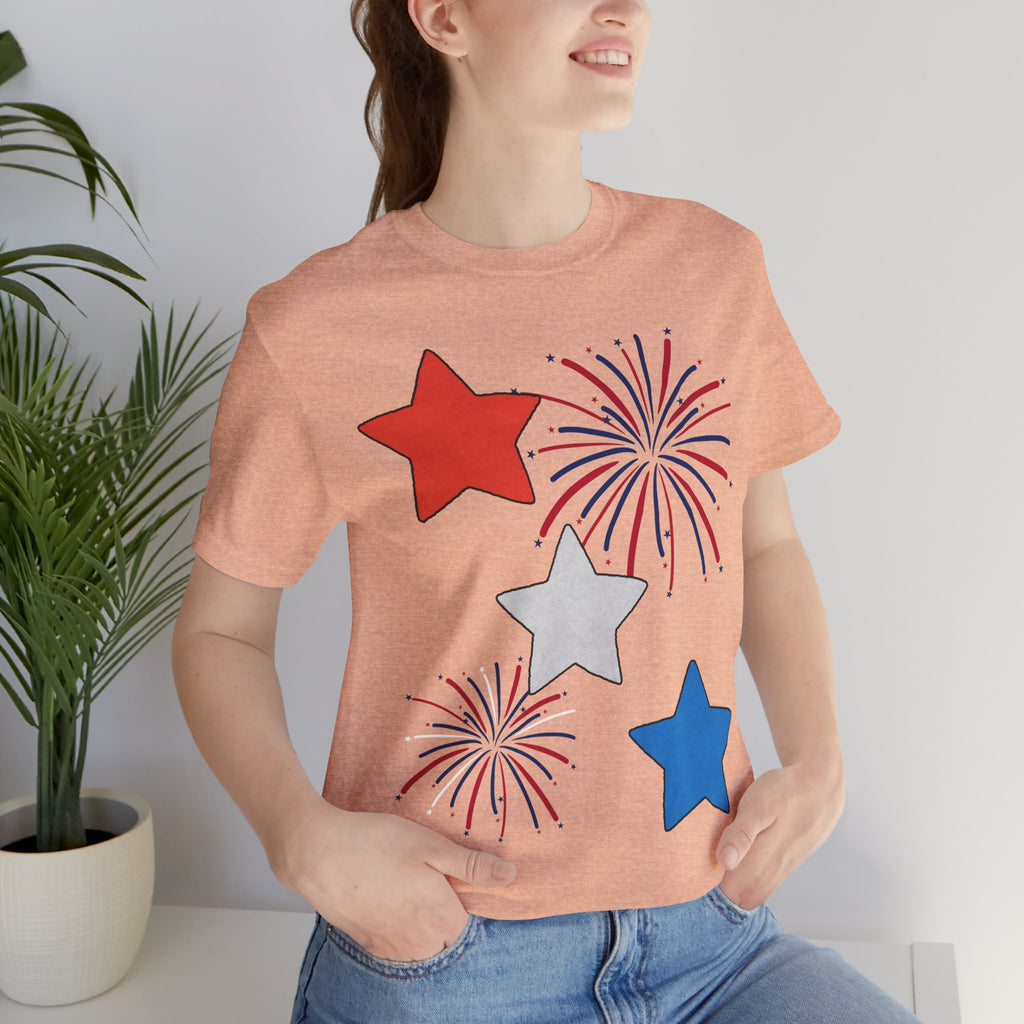 Stars & Fireworks T-Shirt — Patriotic Celebration Tee