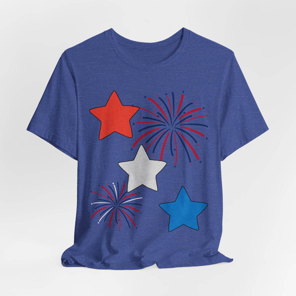 Stars & Fireworks T-Shirt — Patriotic Celebration Tee