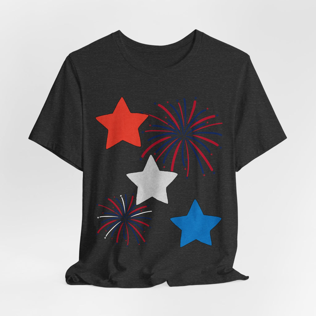 Stars & Fireworks T-Shirt — Patriotic Celebration Tee