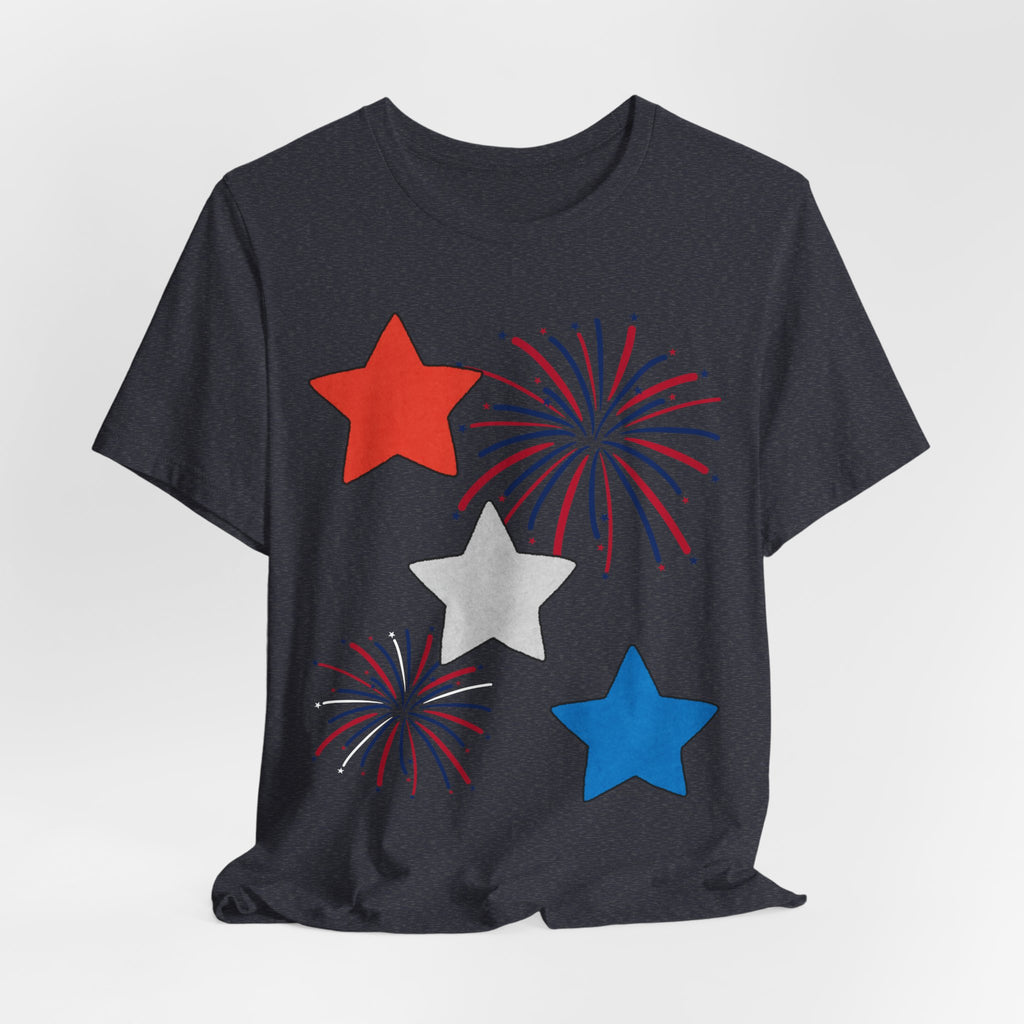 Stars & Fireworks T-Shirt — Patriotic Celebration Tee