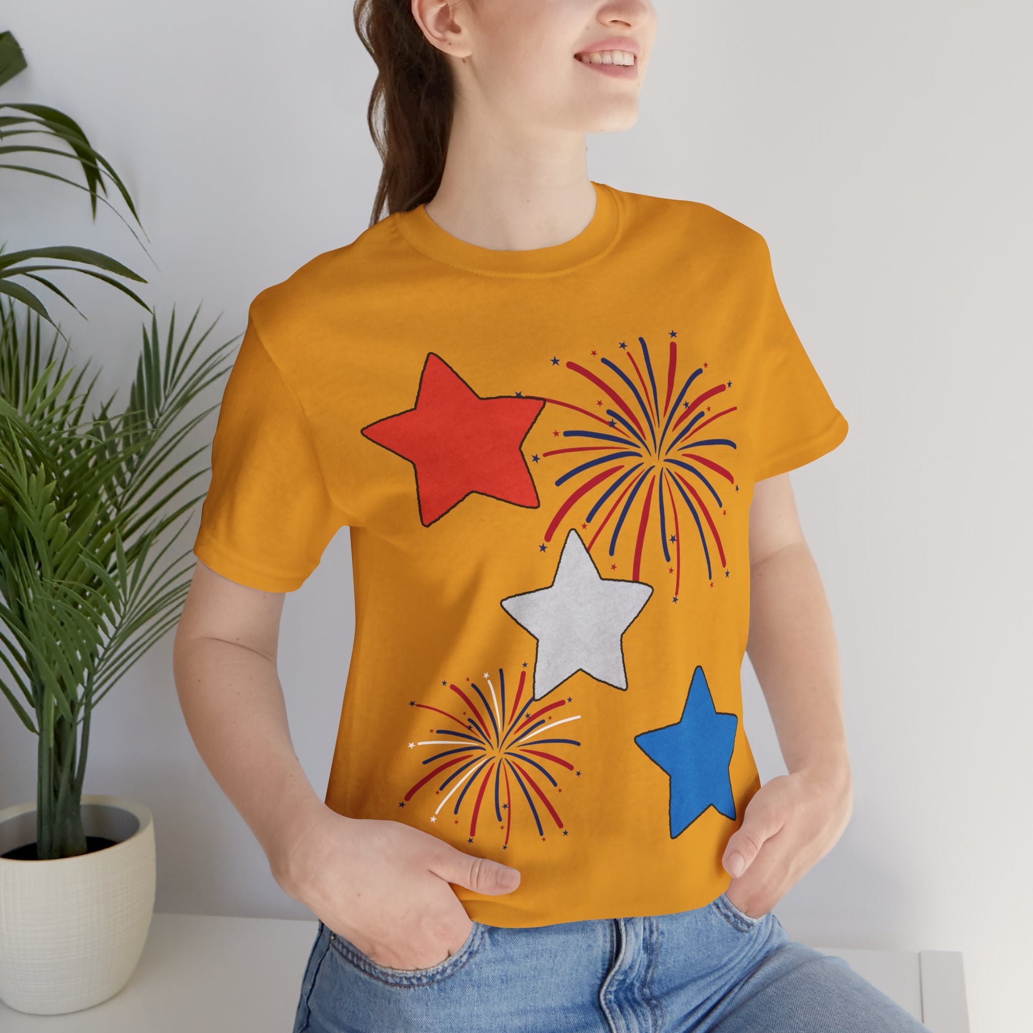 Stars & Fireworks T-Shirt — Patriotic Celebration Tee