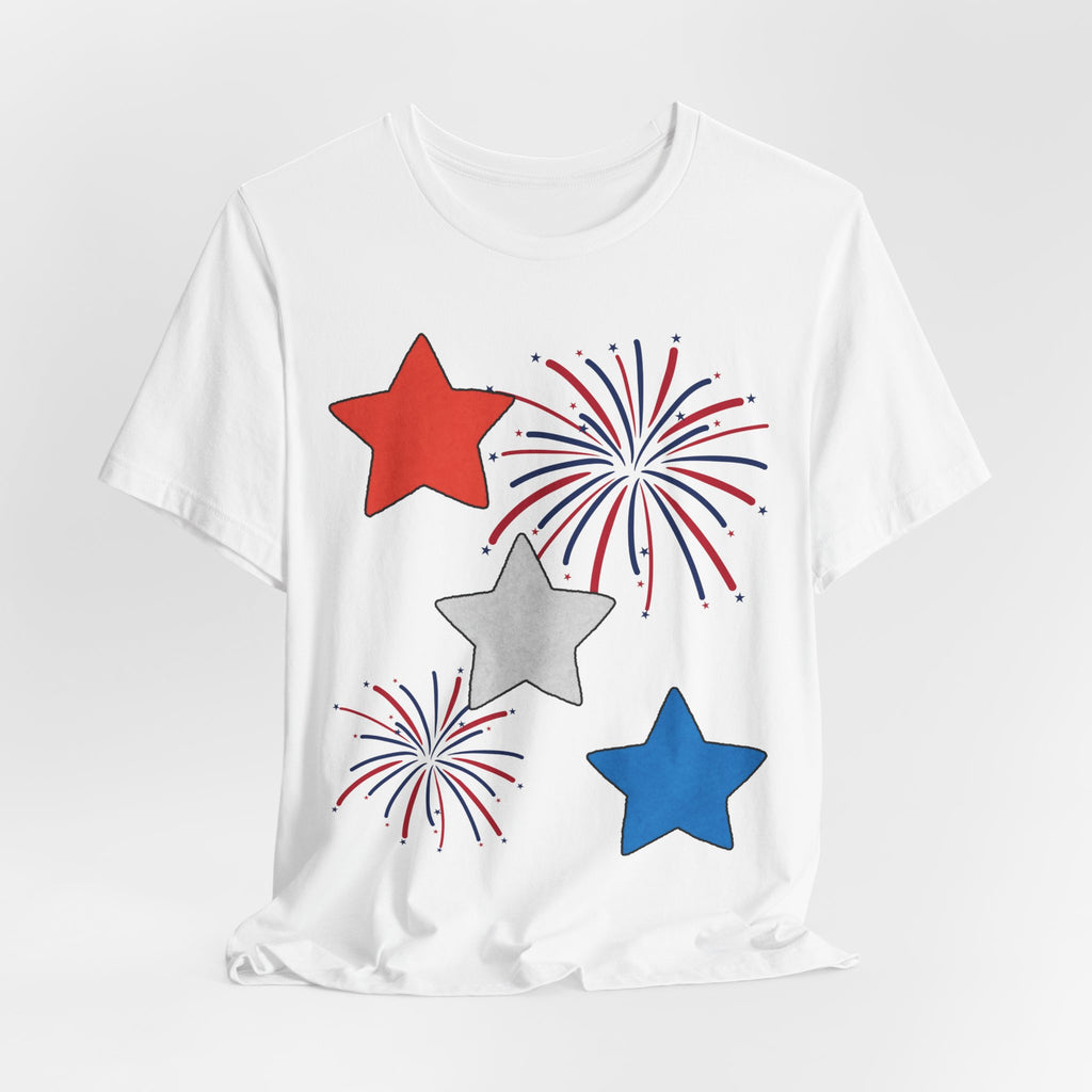 Stars & Fireworks T-Shirt — Patriotic Celebration Tee