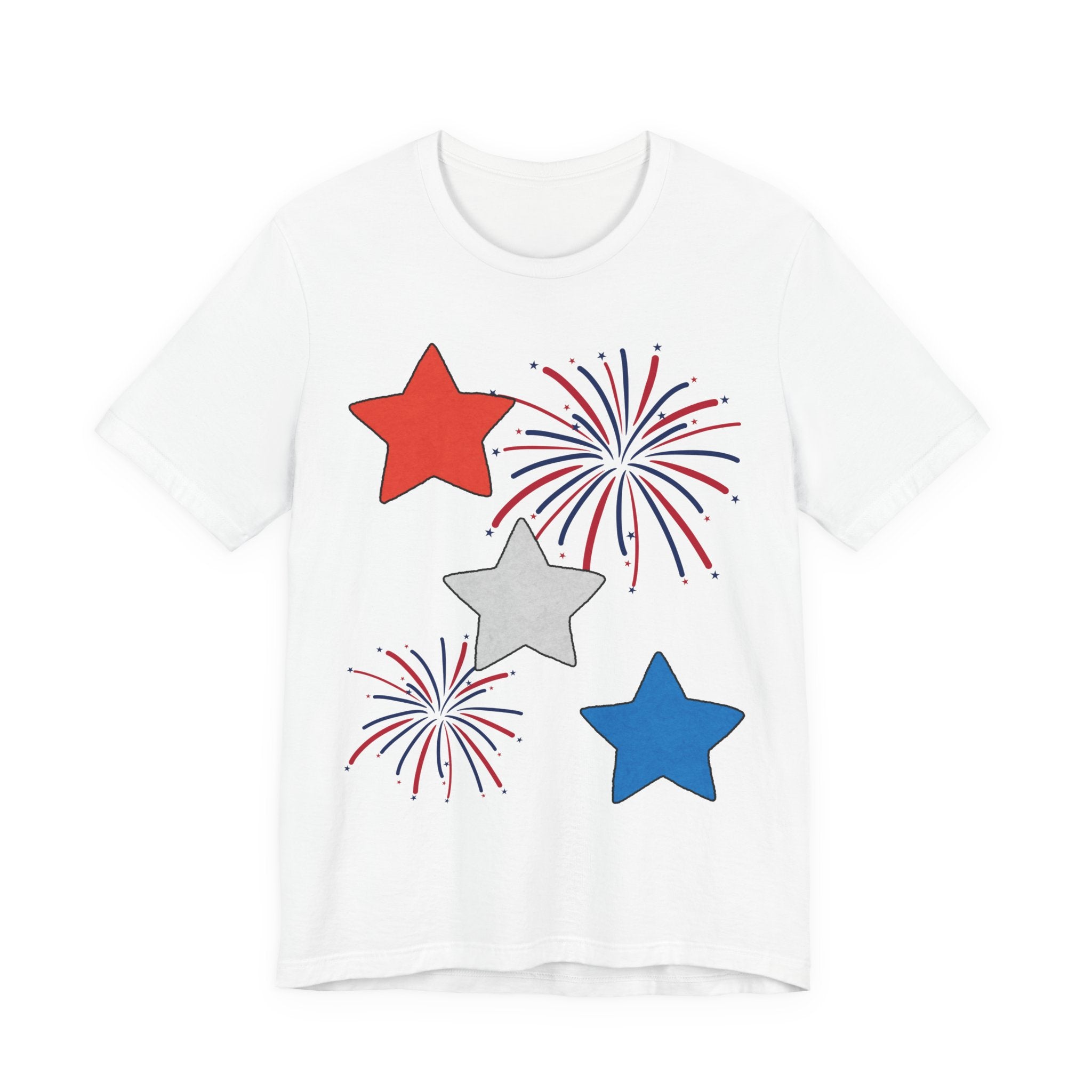Stars & Fireworks T-Shirt — Patriotic Celebration Tee
