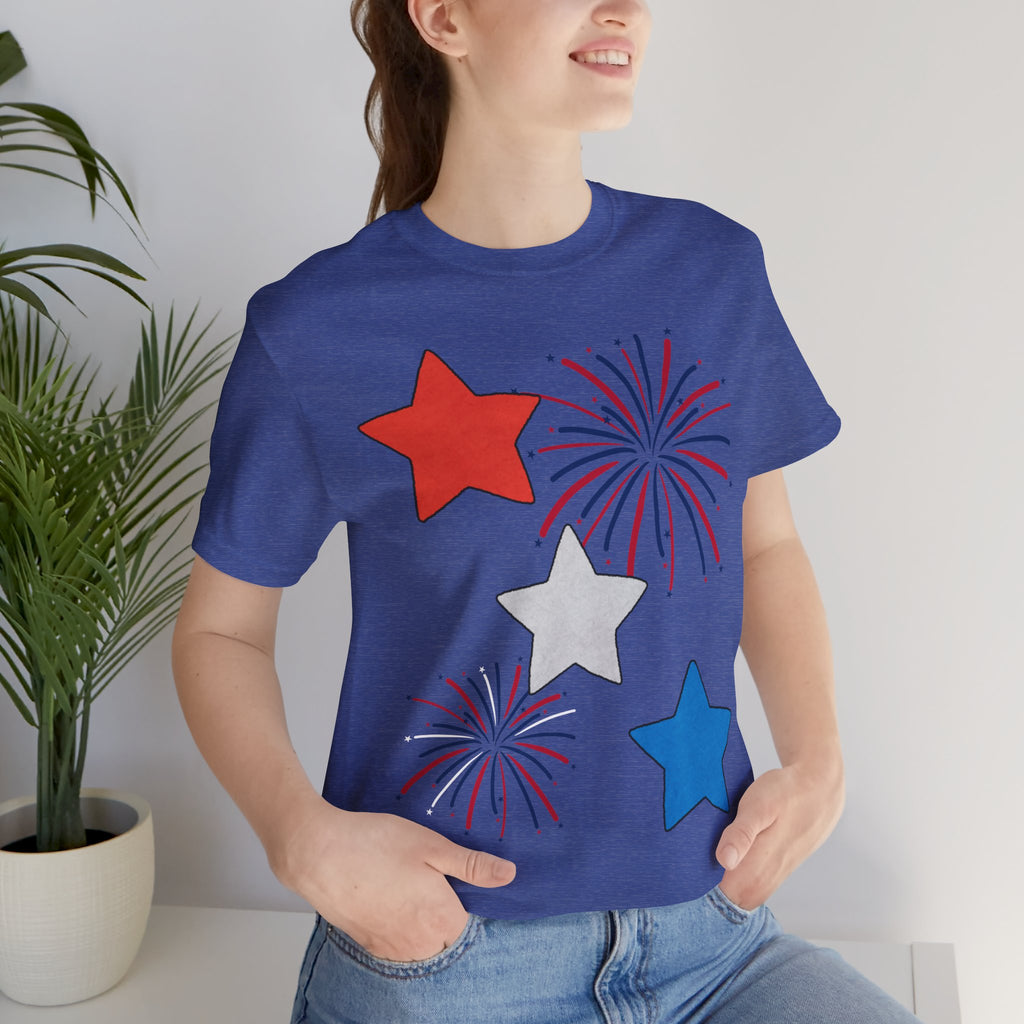Stars & Fireworks T-Shirt — Patriotic Celebration Tee