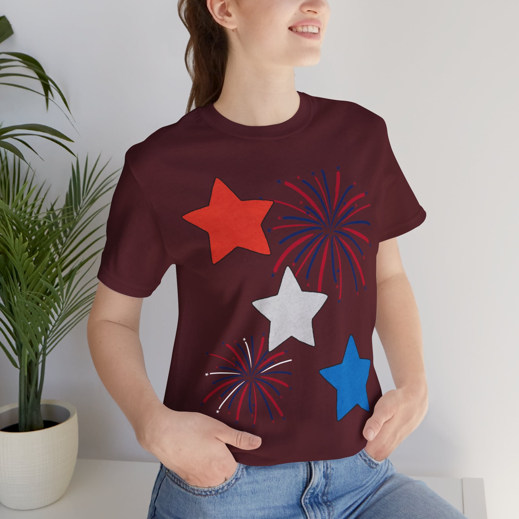 Stars & Fireworks T-Shirt — Patriotic Celebration Tee