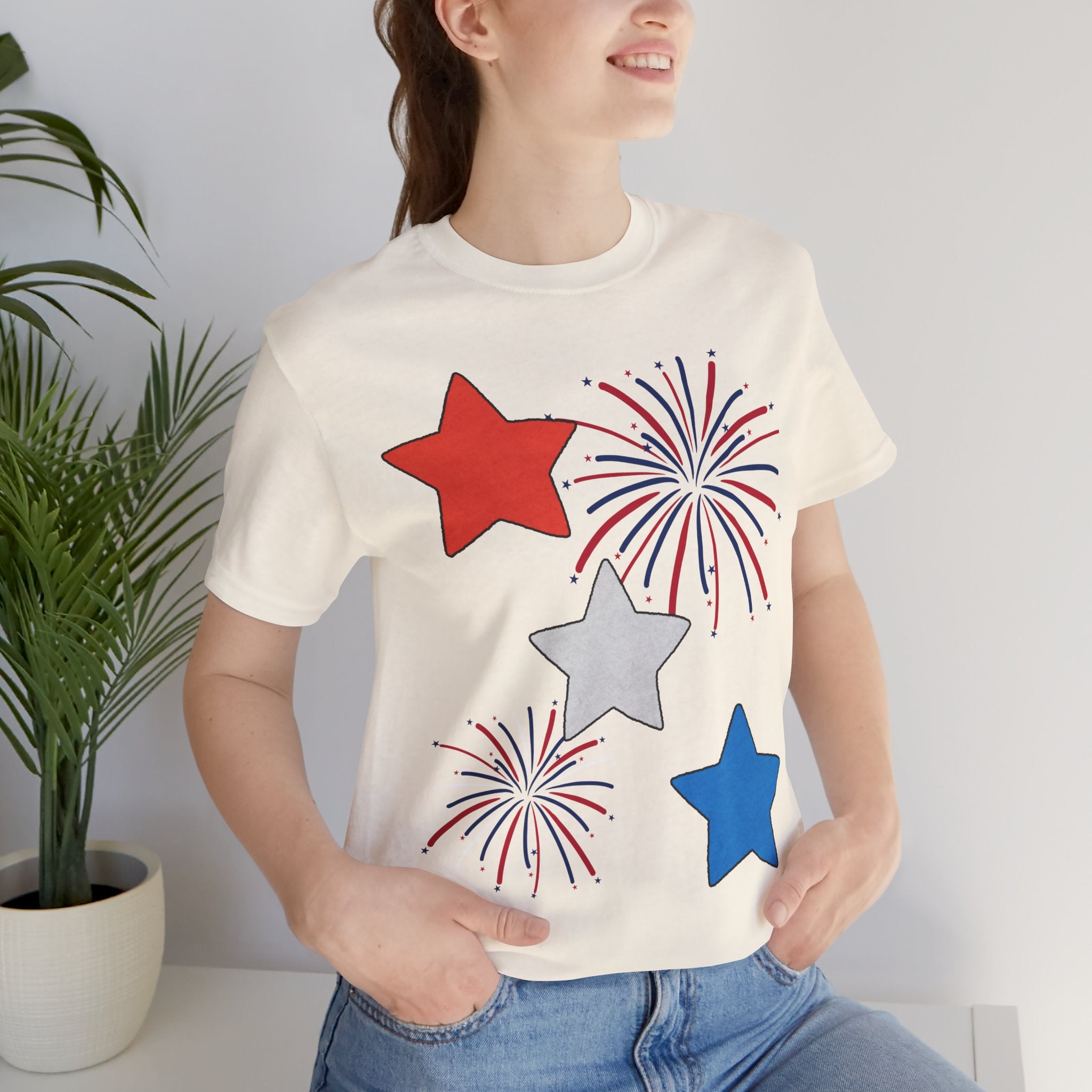 Stars & Fireworks T-Shirt — Patriotic Celebration Tee