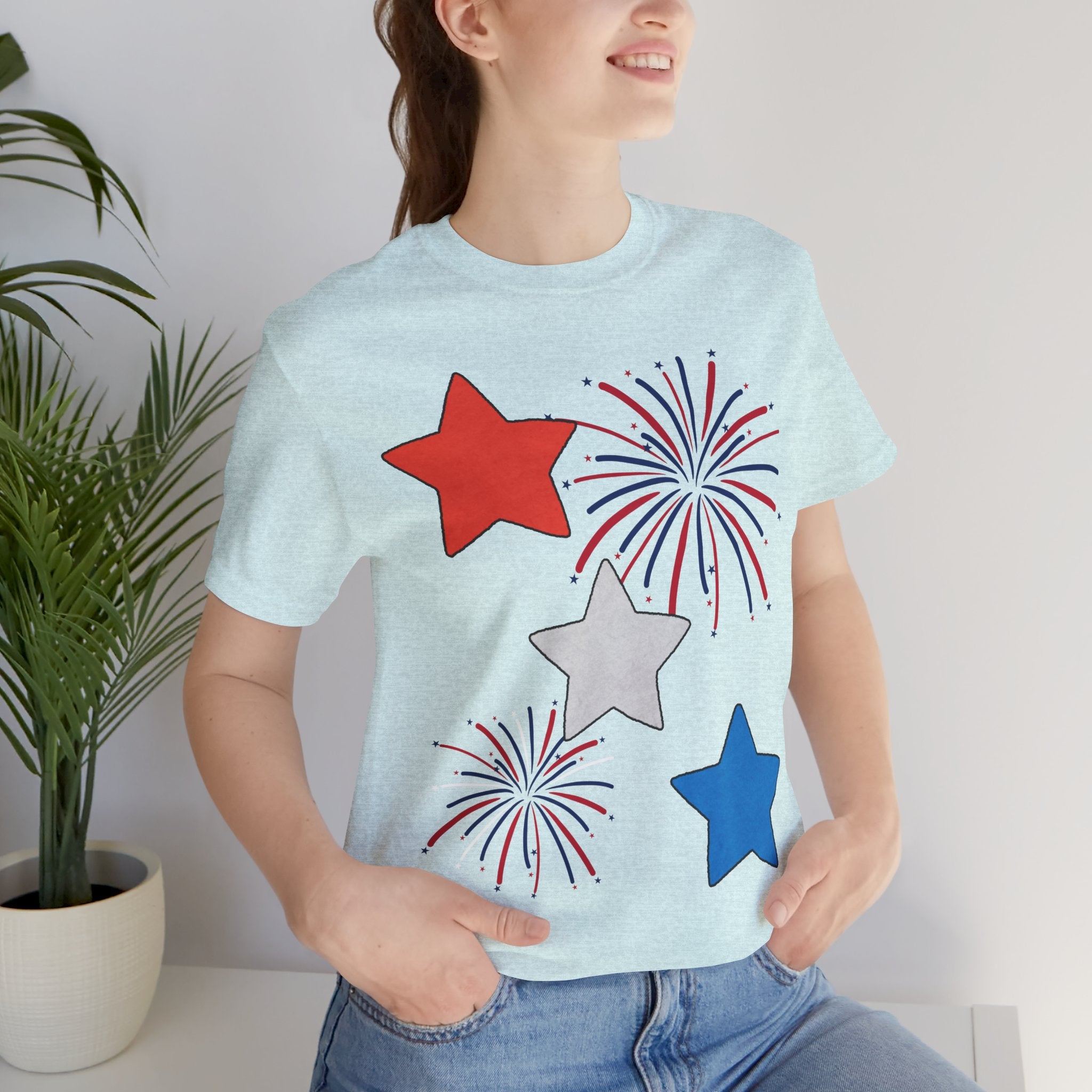Stars & Fireworks T-Shirt — Patriotic Celebration Tee