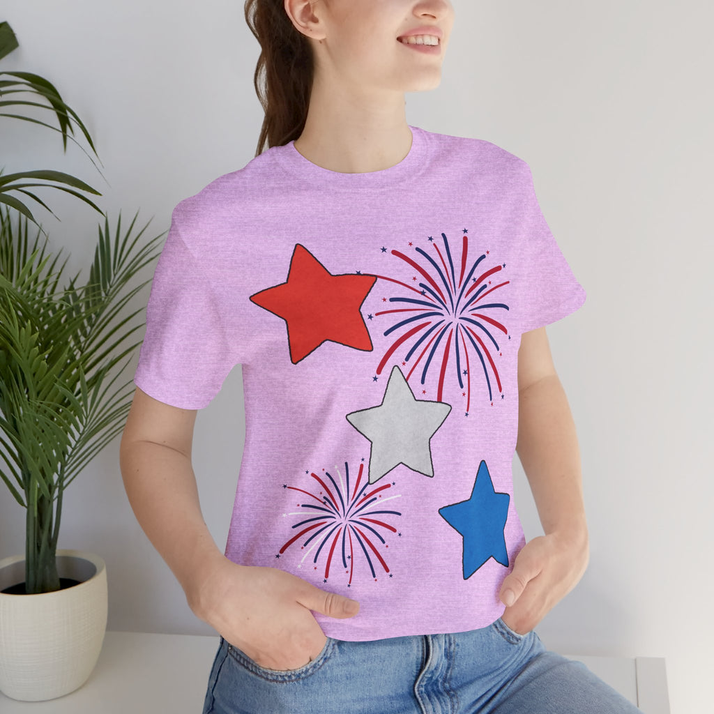Stars & Fireworks T-Shirt — Patriotic Celebration Tee