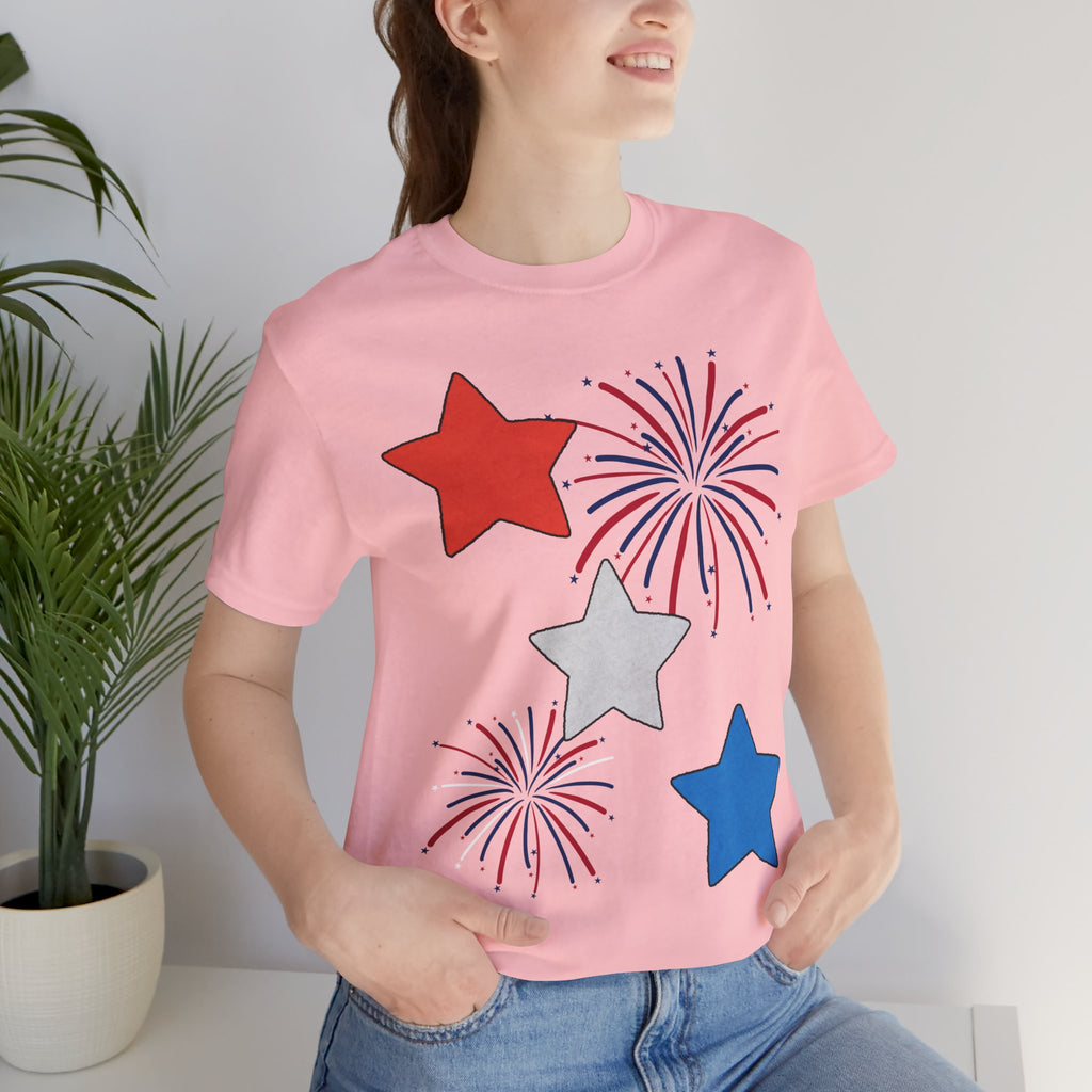 Stars & Fireworks T-Shirt — Patriotic Celebration Tee