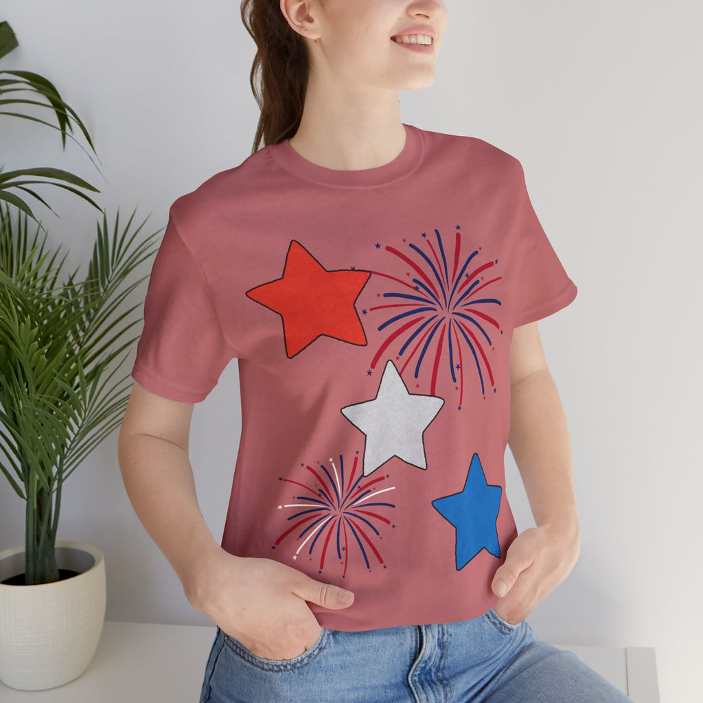 Stars & Fireworks T-Shirt — Patriotic Celebration Tee